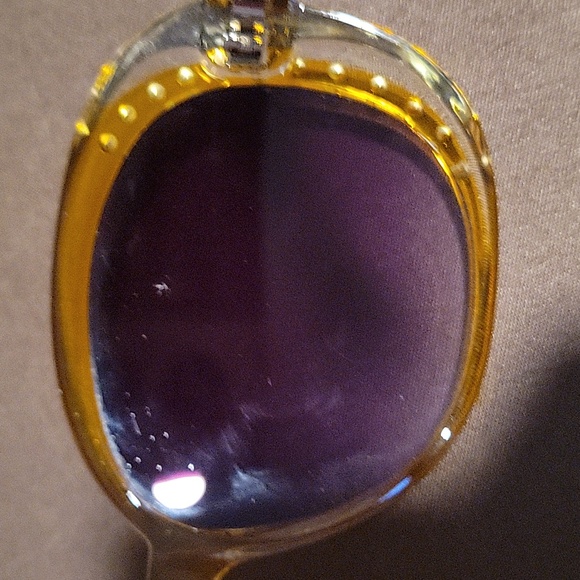 Ombre Gold Clear Round Rhinestone Sunglasses 👓 - Picture 10 of 10